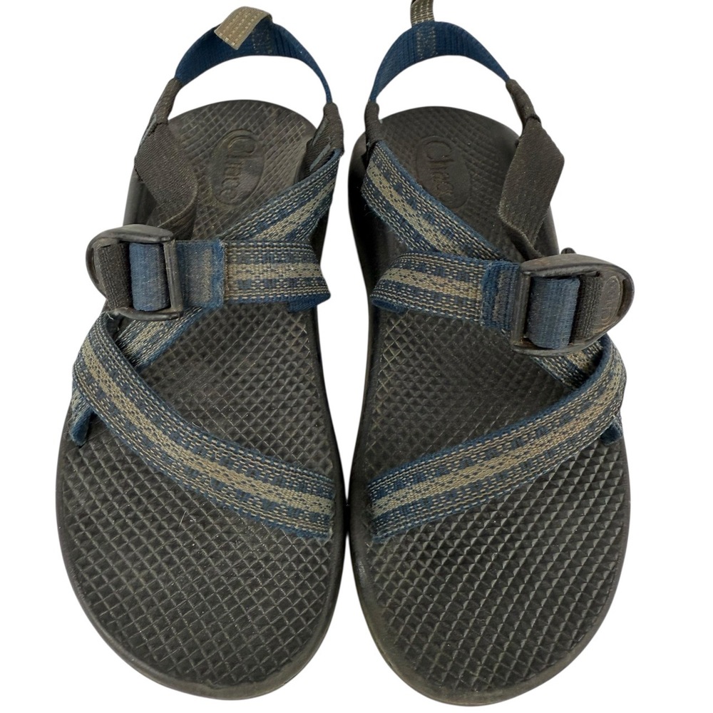 Chaco Z/1 Classic Blue Tan Pattern Adjustable Strap Open‎ Toe Sandals Size 5